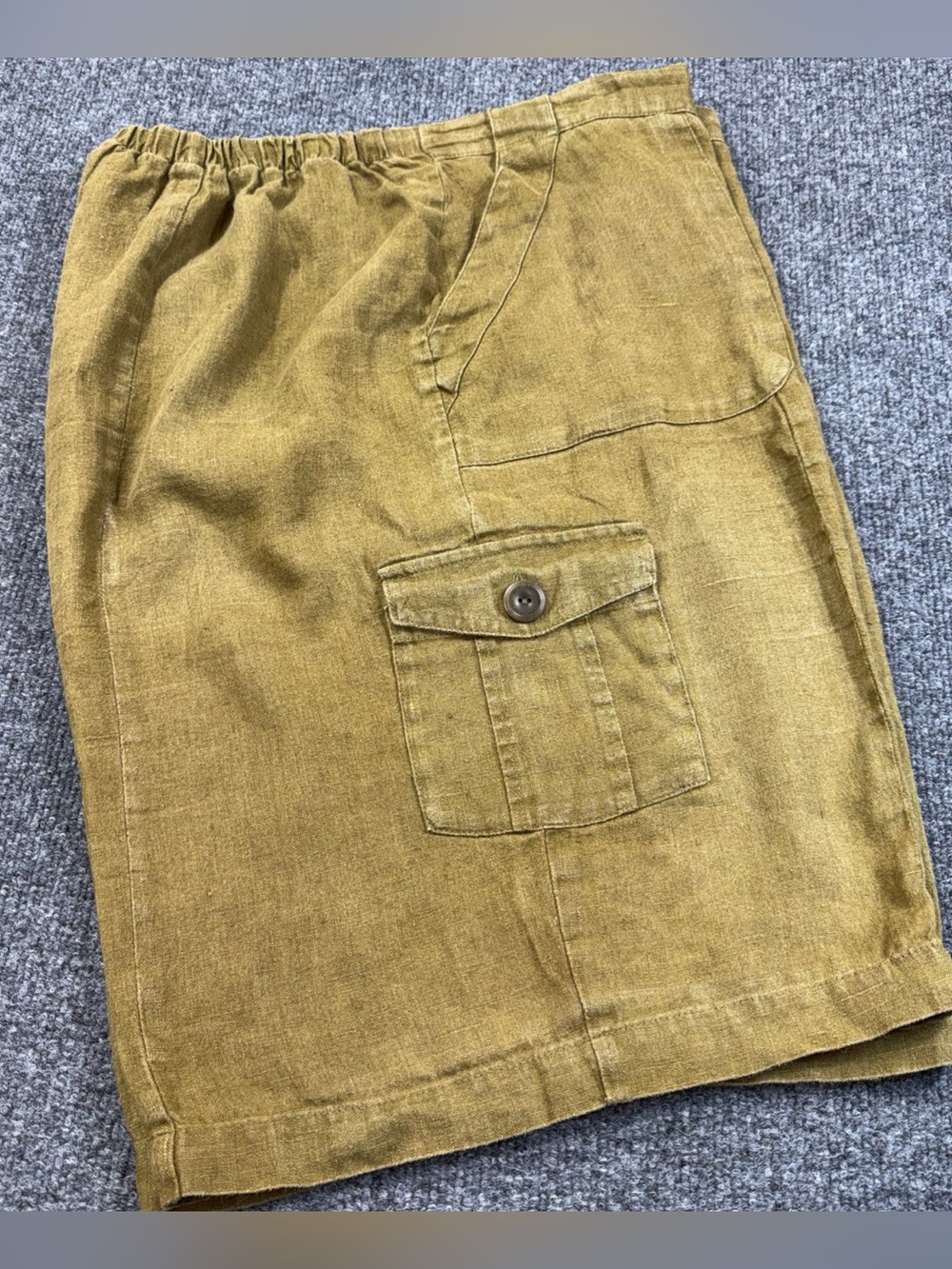 FLAX Cargo Shorts Women Large Brown 100% Linen Coastal Grandma Lagenlook Summer